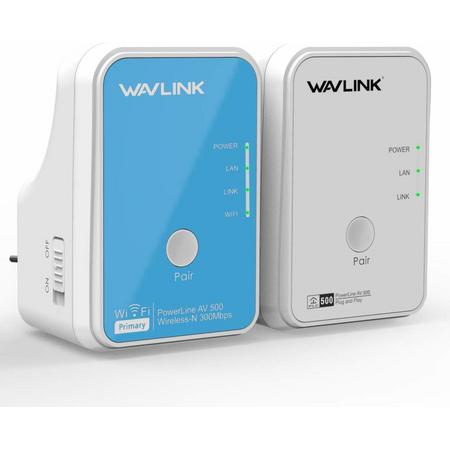 WAVLINK AV500 Powerlan Adapter 500MB/s Ethernet LAN met Wi-Fi 300MB/s