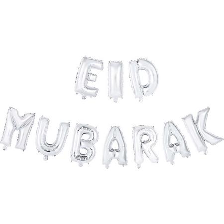 Folieballon Eid Mubarak zilver 41cm