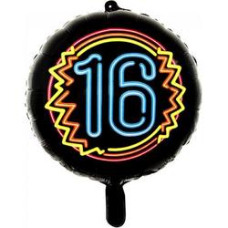   Folieballon 16 Neon 45 Cm Zwart