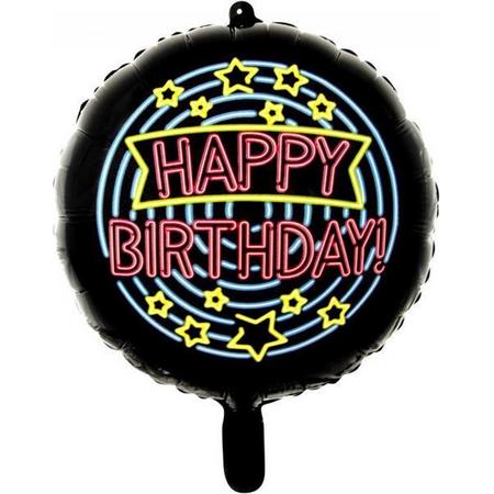 Wefiesta Folieballon Happy Birthday Neon 45 Cm Zwart