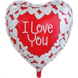   Folieballon I Love You Hart 92 Cm Rood/wit