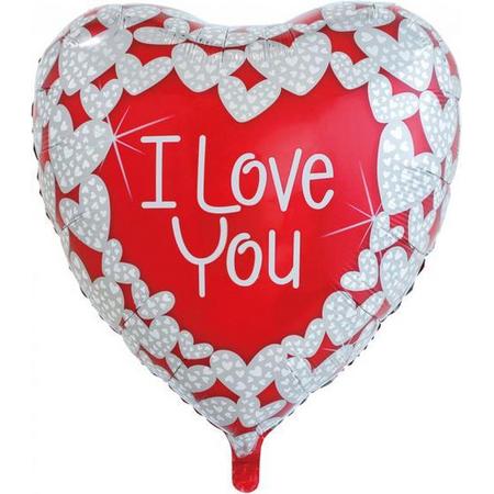Wefiesta Folieballon I Love You Hart 92 Cm Rood/wit