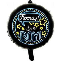   Folieballon Its A Boy Rond 46 Cm Zwart/blauw