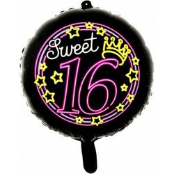 Wefiesta Folieballon Sweet 16 Rond 46 Cm Zwart/roze