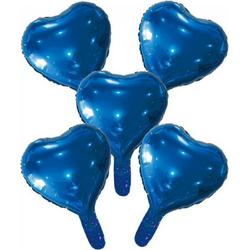   Folieballonnen Hartvorm 22 Cm Donkerblauw 5 Stuks