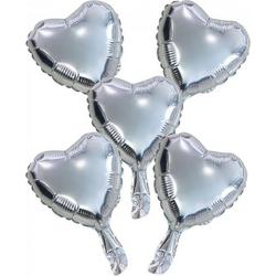   Folieballonnen Hartvorm 22 Cm Zilver 5 Stuks