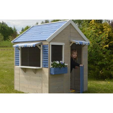 Houten speelhuis - Strandwinkel - Blauw - Huisje voor buiten / tuin - FSC - Voor kinderen - 120 x 120 cm - EU product