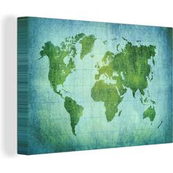 Wereldkaart perkament krachtig canvas 60x40 cm