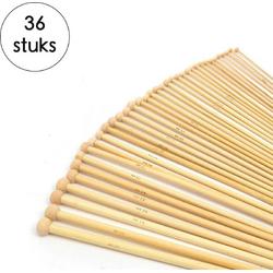Breinaalden set Bamboe - 36 stuks (18 verschillende maten)