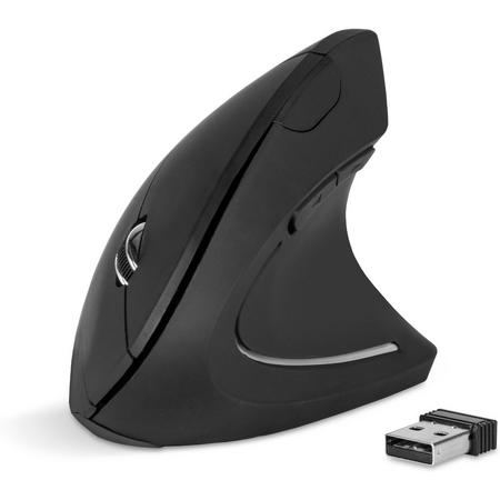 Egonomische muis zwart - multifunctionele knoppen - rechtshandig - draadloos