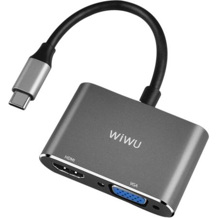 A20VH Lite Type-C to HDMI Type-c to VGA Adapter,2in1 HDMI 4K 60HZ,VGA 1080P USB Type C Converter, for New Apple MacBook Pro, MacBook,Chromebook,DELL,HP,ASUS,All Type-c Computers - Grijs