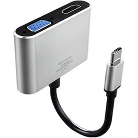 A20VH Lite Type-C to HDMI Type-c to VGA Adapter,2in1 HDMI 4K 60HZ,VGA 1080P USB Type C Converter, for New Apple MacBook Pro, MacBook,Chromebook,DELL,HP,ASUS,All Type-c Computers - Zilver