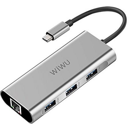 Apollo A430R USB C Adapter,Type-C HUB met 3 USB 3.0 Ports,Type-c to RJ45 LAN Wired Adapter,Gigabit Network Adapter,Ethernet Hub,for New MacBook,DELL,HP,ASUS,Mobile Phone,Desktop PCs - Grijs
