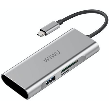 Apollo A631ST USB C Hub, USB C Adapter, 6in1 USB 3.0 3 hub,Type C Charging Port, USB 3.0 Ports,SD/TF Card,for MacBook Pro 2017/2016,Chromebook Pixel, Dell, Hp, Asus - Grijs