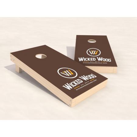 Officiële CORNHOLE SET (2 boards & 2x4 bags) - Wicked Wood Vinyl Wrap - 90X60CM - Bruin