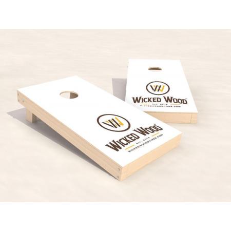 Officiële CORNHOLE SET (2 boards & 2x4 bags) - Wicked Wood Vinyl Wrap - 90X60CM - Wit