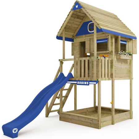 Wickey Smart ClubHouse - Huisje op palen voor je tuin met blauwe glijbaan