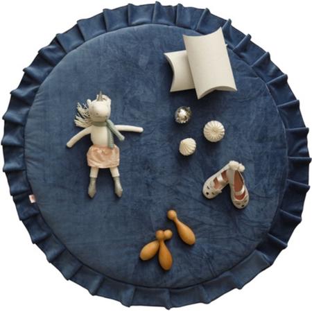 Speelmat / Speelkleed Kinderkamer Velvet Donkerblauw - Vloerkleed 120 cm doorsnede