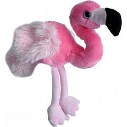 knuffel flamingo junior 18 cm pluche roze/zwart