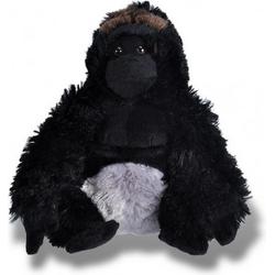 knuffel gorilla junior 30 cm pluche zwart/grijs
