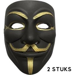 2 x Black V for Vendetta Guy Fawkes Anonymous Anon Mask Maskers Zwart (2 stuks) Volwassenen