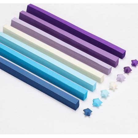 Winkrs - 1080 stroken papier Origami voor het vouwen van sterren, 7 kleuren - 2 pakjes 540 stroken - blauw en paars