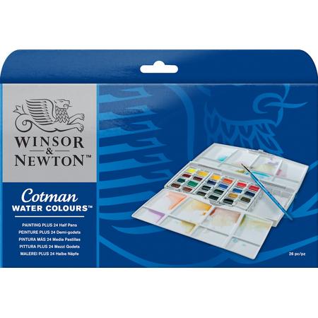 Winsor & Newton Cotman Aquarelverf Painting Plus Set 24 halve napjes