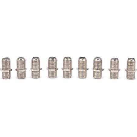 Coax-Adapter F Female Connector - 10 Pack F Type Koppeling Adapter Connector Female F/F Jack RG6 Coax - Coax-Adapter F F-Connector Female - 10 Stuks - Zilver
