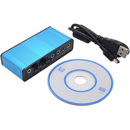 Externe Geluidskaart 5.1 USB naar 3.5 mm Hoofdtelefoon - SPDIF Digitale Audio - Blauw