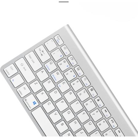 Premium Draadloze Bluetooth Toetsenbord - Bluetooth Keyboard Voor Tablet - Smartphone - Laptop - Draadloze Keyboard - Ultra Dun - Zilver