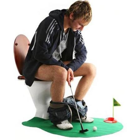 Toilet Golfset - Mini Golf Set - Golfmat Toilet - Golf Putter - WC Golf - Potty Putter - Toilet Golf - Golfen - Badkamer Accesoire