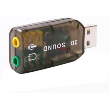 WiseGoods - Externe USB Geluidskaart Adapter - 3D USB Geluidskaart naar 3.5mm Microfoon Luidspreker - USB 3D Geluidskaart Voor Laptop - Zwart