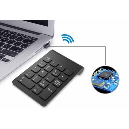 WiseGoods - Premium Draadloze Numpad - Draadloos Numeriek Toetsenbord - 2.4GHz Draadloos - Bluetooth Numpad - Voor Laptop - Zwart
