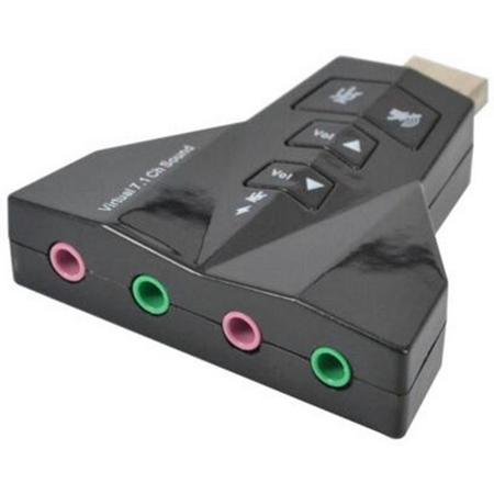 WiseGoods - Premium Externe Geluidskaart - Audio USB Aansluiting - Dual USB Geluidskaart - Audio Kaart Adapter - 7.1 Surround Sound Card - USB 2.0 - Zwart