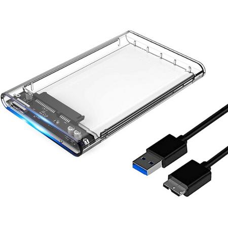 WiseGoods - Premium Harde Schijf Behuizing USB 3.0 naar 2.5 Inch SATA - Draagbare 6TB HDD/SSD Case - Transparant