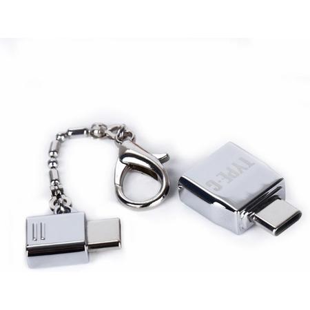 WiseGoods - Sleutelhanger Micro USB Adapter - Micro USB Naar USB C - USB Naar USB C Adapter - USB Converter - Adapter - Zilver