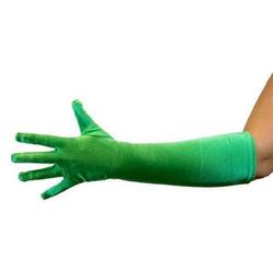 Handschoenen satijn luxe groen 40 cm