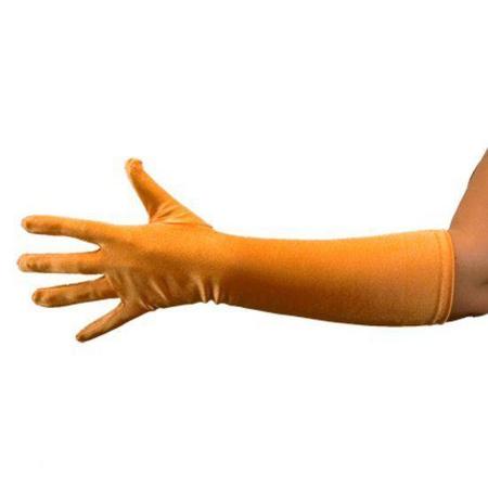 Handschoenen satijn luxe oranje 40 cm