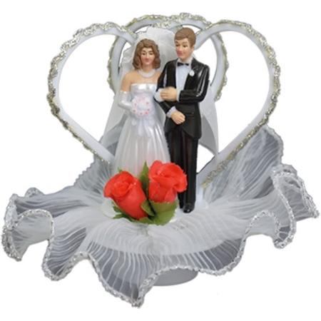 Taart decoratie bruidspaar dubbel hart