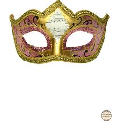 Venetiaans masker Punta Mozart roze-goud