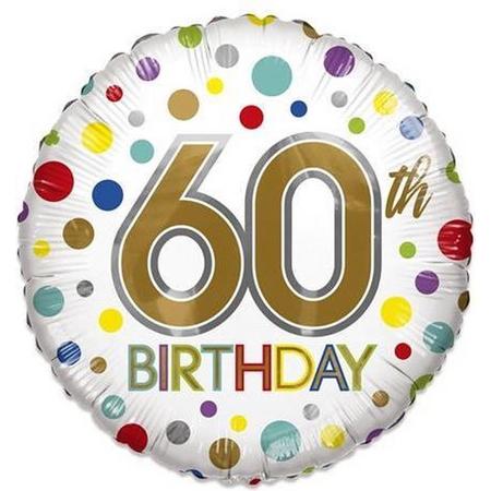 Witbaard Folieballon Eco 60th Birthday 46 Cm Goud/wit