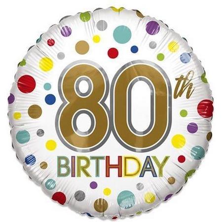 Witbaard Folieballon Eco 80th Birthday 46 Cm Goud/wit