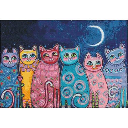 Wizardi Diamond Painting Kit Colourful Cats WD2390