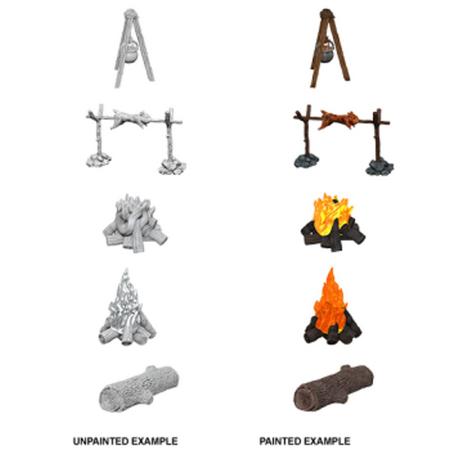 WizKids Deep Cuts Unpainted Miniatures - Camp Fire & Sitting Log
