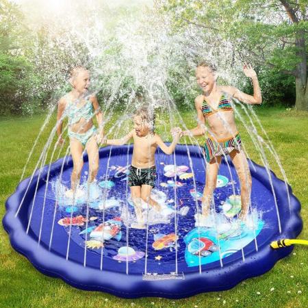 WoYoW® Water speelmat met fontein – Water speelgoed – Waterfontein – Watermat – Speelmat – Kinder Zwembad - Sproeier - Blauw – 170 cm