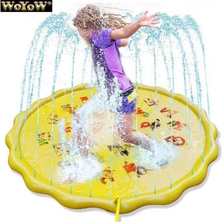 WoYoW® Water speelmat met fontein – Water speelgoed – Watermat – Speelmat – Kinder Zwembad - Sproeier - Geel – 170 cm