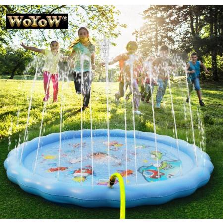 WoYoW® Water speelmat met fontein – Water speelgoed – Watermat – Speelmat – Kinder Zwembad - Sproeier - Licht Blauw – 170 cm