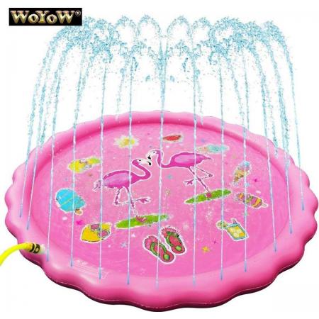 WoYoW® Water speelmat met fontein – Water speelgoed – Watermat – Speelmat – Kinder Zwembad - Sproeier - Roze 170 cm