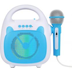 Woegel karaoke set A2 – met bluetooth, usb en TF-kaart – oplaadbare accu – met led disco – voor kinderen – blauw