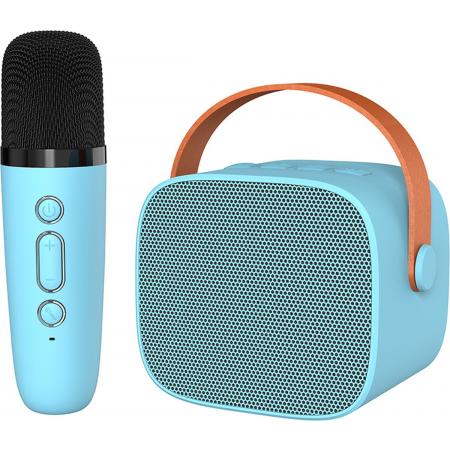 Woegel karaoke set A3 – met bluetooth en TF-kaart – oplaadbare accu – draadloze micro – voor kinderen – blauw